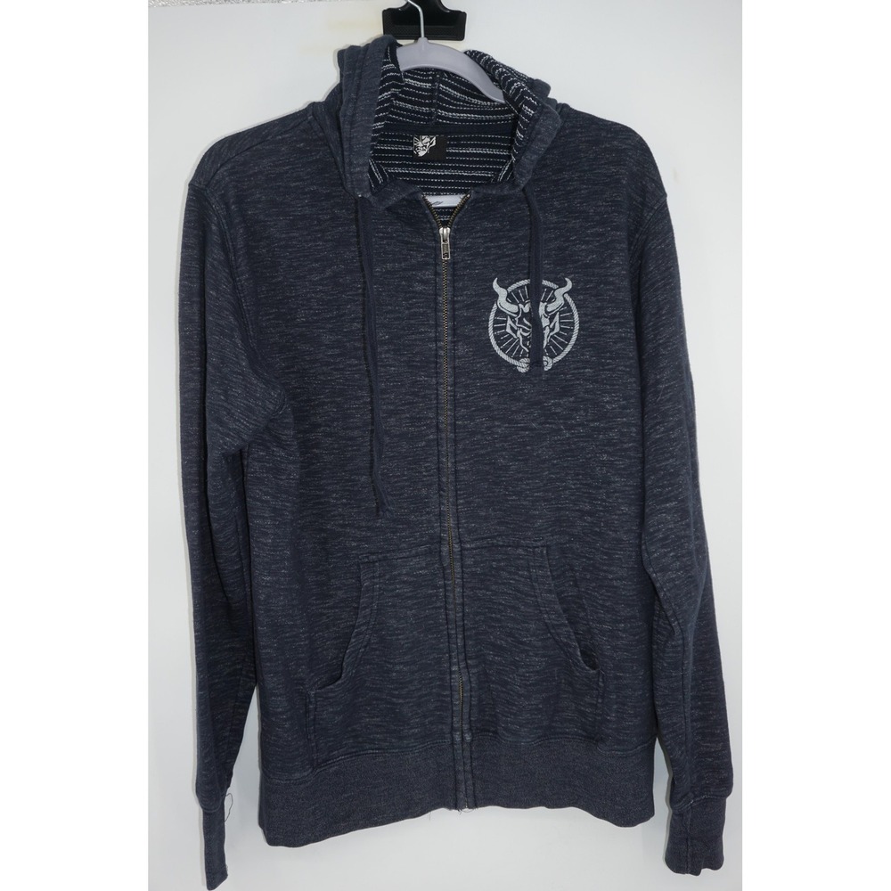 Stone Brewing Hoodie Mens Medium Blue Full Zip Anchor‎ Skull Graphic Sweatshirt